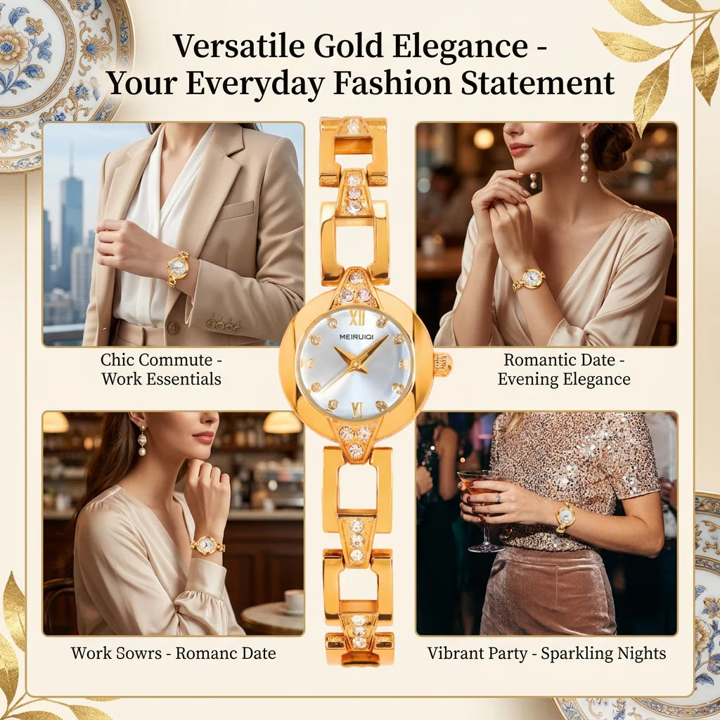 1pcs Women's white dial alloy strap vintage fashion slim bracelet rhinestone details Quartz Watch for business party holiday