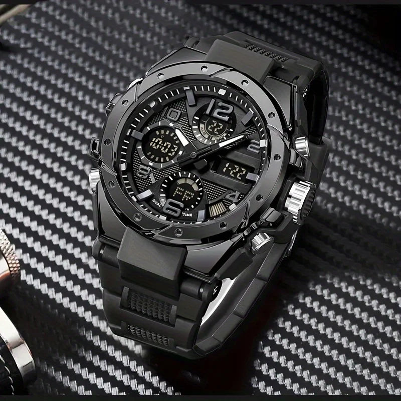 Cool men's multifunctional waterproof night light dual display technology outdoor sports electronic watch for men and women
