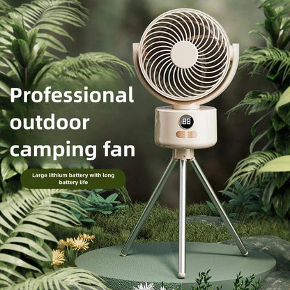 Outdoor Camping Fan, Portable Foldable Detachable Digital Display USB Rechargeable Oscillating Mini Fan for Travel Tents Fishing