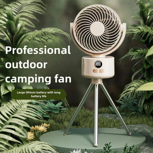 Outdoor Camping Fan, Portable Foldable Detachable Digital Display USB Rechargeable Oscillating Mini Fan for Travel Tents Fishing