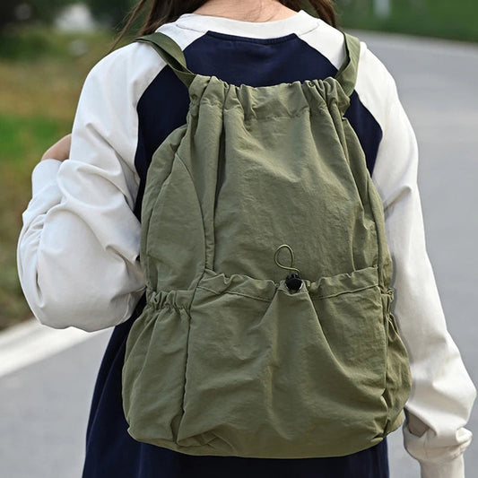Backpack unisex schoolbag outdoor trend lightweight large capacity waterproof drawstring sports bag polyester home storage bags