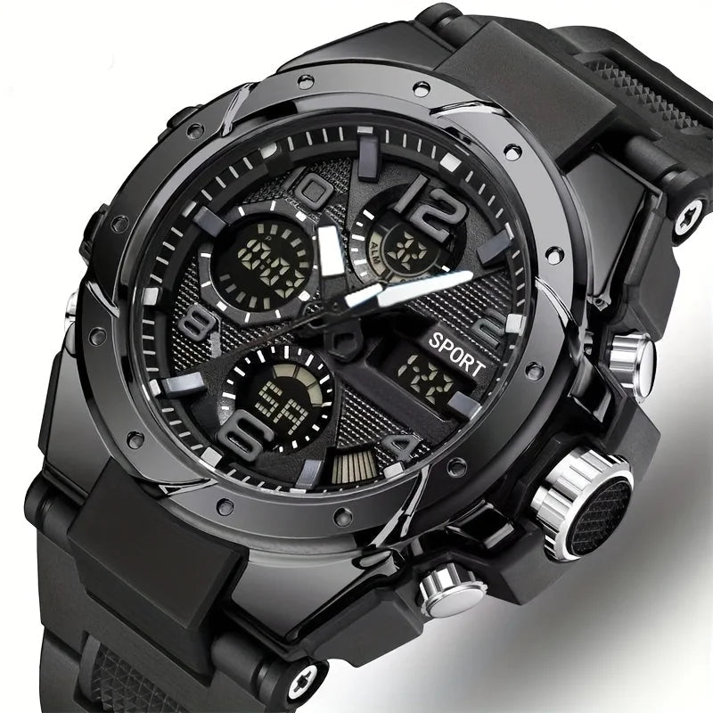 Cool men's multifunctional waterproof night light dual display technology outdoor sports electronic watch for men and women