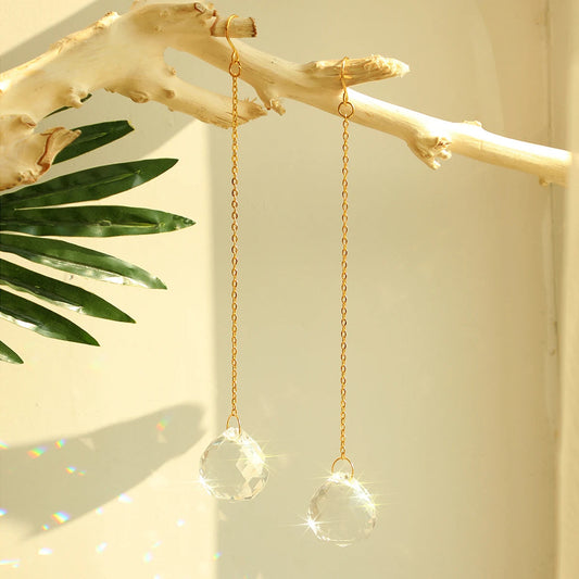 2 Pcs Stained Glass Suncatcher Crystal Ball Prism Sun Catcher Indoor Window Rainbow Maker Hanging Clear Ball Garden Outdoor Gift
