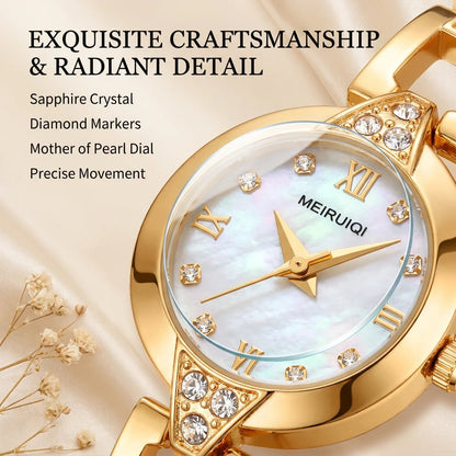 1pcs Women's white dial alloy strap vintage fashion slim bracelet rhinestone details Quartz Watch for business party holiday