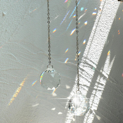 2 Pcs Stained Glass Suncatcher Crystal Ball Prism Sun Catcher Indoor Window Rainbow Maker Hanging Clear Ball Garden Outdoor Gift