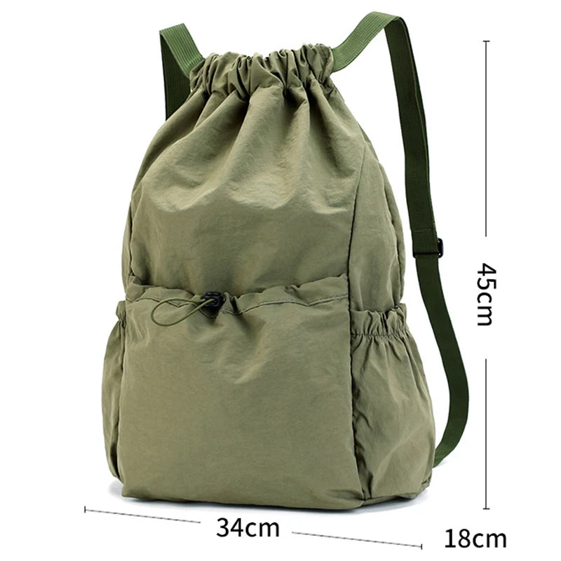 Backpack unisex schoolbag outdoor trend lightweight large capacity waterproof drawstring sports bag polyester home storage bags