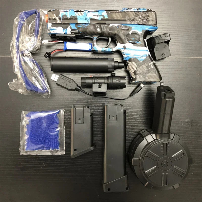 High-speed electric Toy Gun Burst Gel Ball With Orange Plug And three Magazine For Outdoor Interactive Parent-child Games