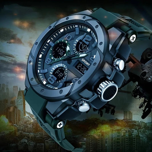 Cool men's multifunctional waterproof night light dual display technology outdoor sports electronic watch for men and women