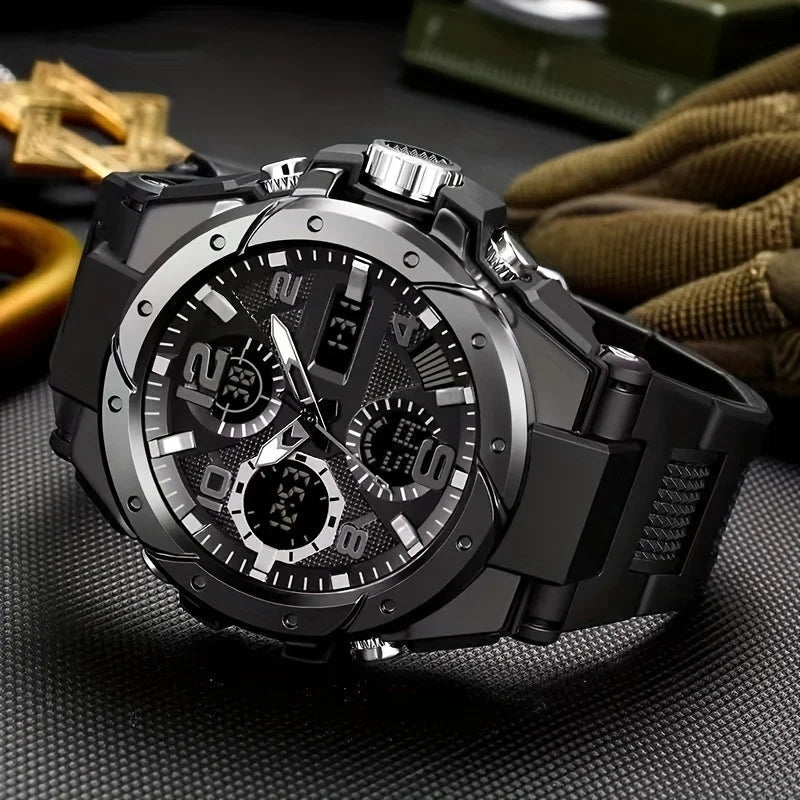 Cool men's multifunctional waterproof night light dual display technology outdoor sports electronic watch for men and women