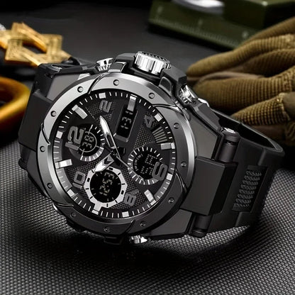 Cool men's multifunctional waterproof night light dual display technology outdoor sports electronic watch for men and women