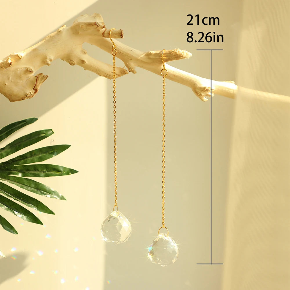 2 Pcs Stained Glass Suncatcher Crystal Ball Prism Sun Catcher Indoor Window Rainbow Maker Hanging Clear Ball Garden Outdoor Gift