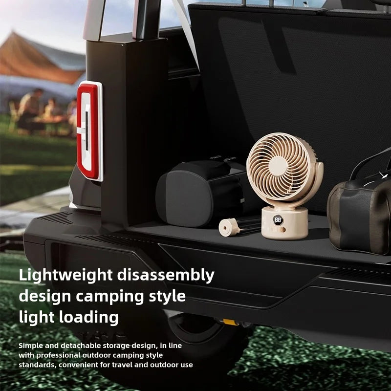 Outdoor Camping Fan, Portable Foldable Detachable Digital Display USB Rechargeable Oscillating Mini Fan for Travel Tents Fishing