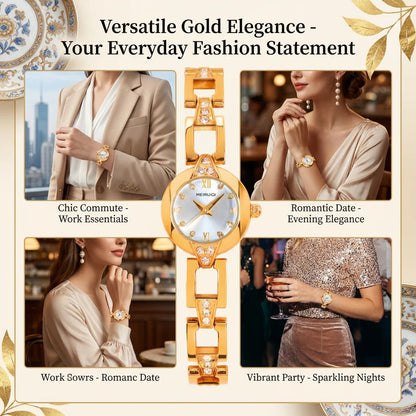 1pcs Women's white dial alloy strap vintage fashion slim bracelet rhinestone details Quartz Watch for business party holiday