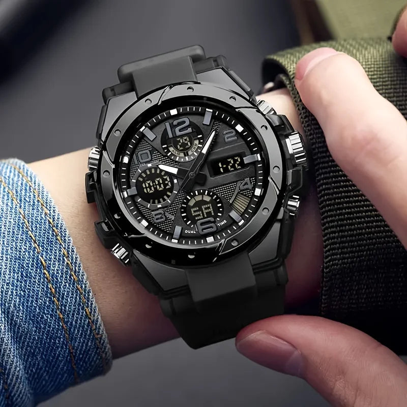 Cool men's multifunctional waterproof night light dual display technology outdoor sports electronic watch for men and women