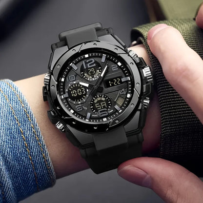 Cool men's multifunctional waterproof night light dual display technology outdoor sports electronic watch for men and women