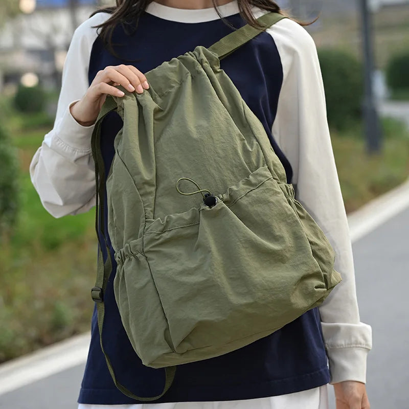 Backpack unisex schoolbag outdoor trend lightweight large capacity waterproof drawstring sports bag polyester home storage bags