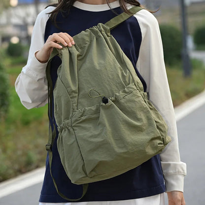 Backpack unisex schoolbag outdoor trend lightweight large capacity waterproof drawstring sports bag polyester home storage bags