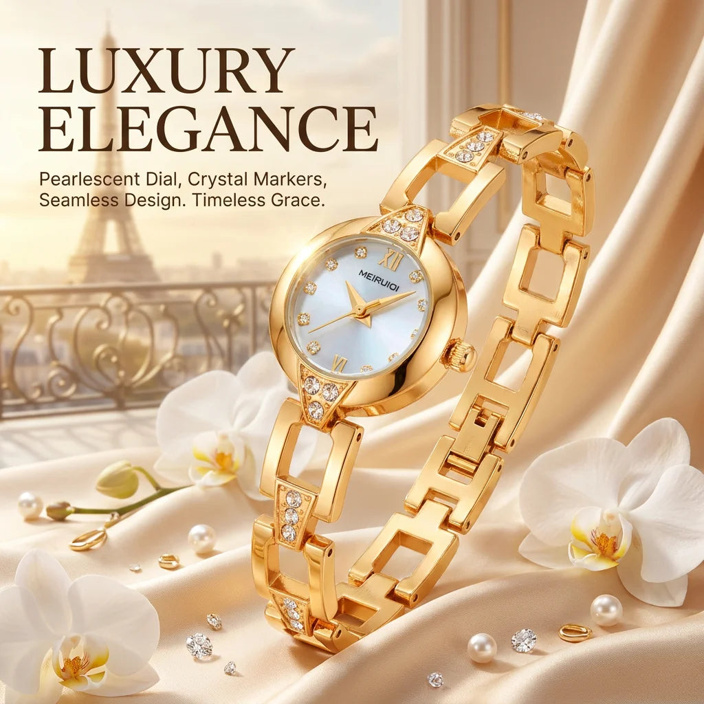 1pcs Women's white dial alloy strap vintage fashion slim bracelet rhinestone details Quartz Watch for business party holiday