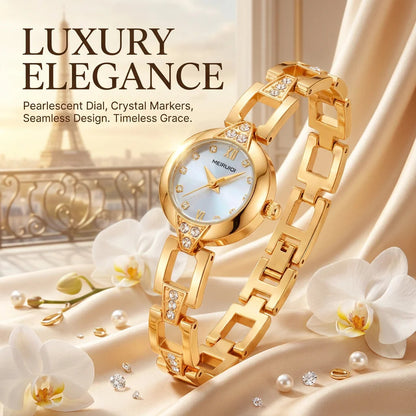 1pcs Women's white dial alloy strap vintage fashion slim bracelet rhinestone details Quartz Watch for business party holiday