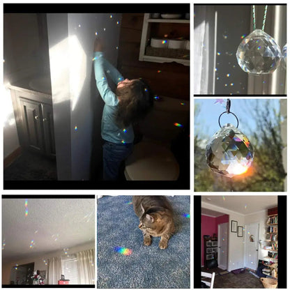2 Pcs Stained Glass Suncatcher Crystal Ball Prism Sun Catcher Indoor Window Rainbow Maker Hanging Clear Ball Garden Outdoor Gift